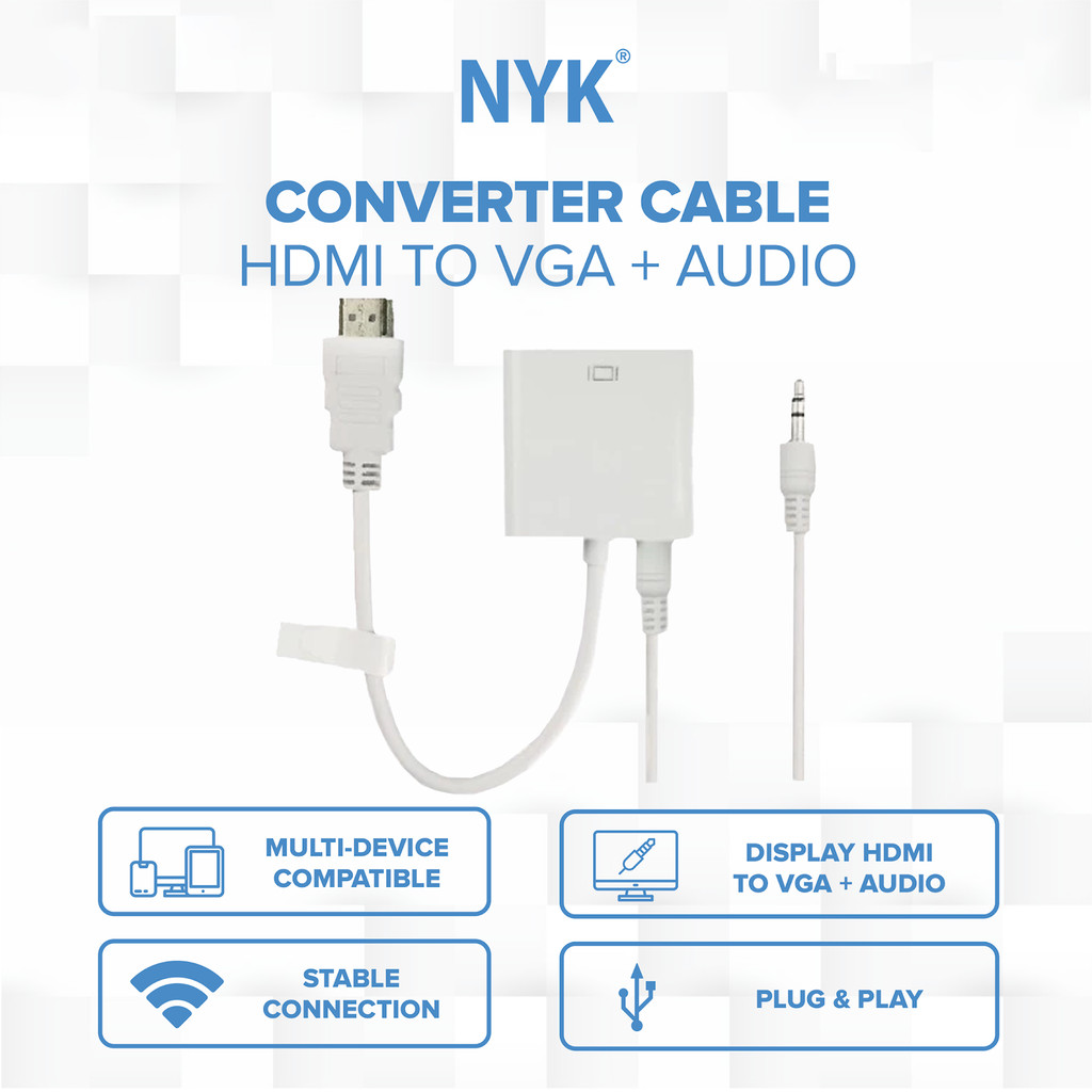 NYK Converter HDMI to VGA + Audio - Adaptor Kabel HDMI ke VGA Full HD 1080p - Garansi 2 Tahun COD (3)