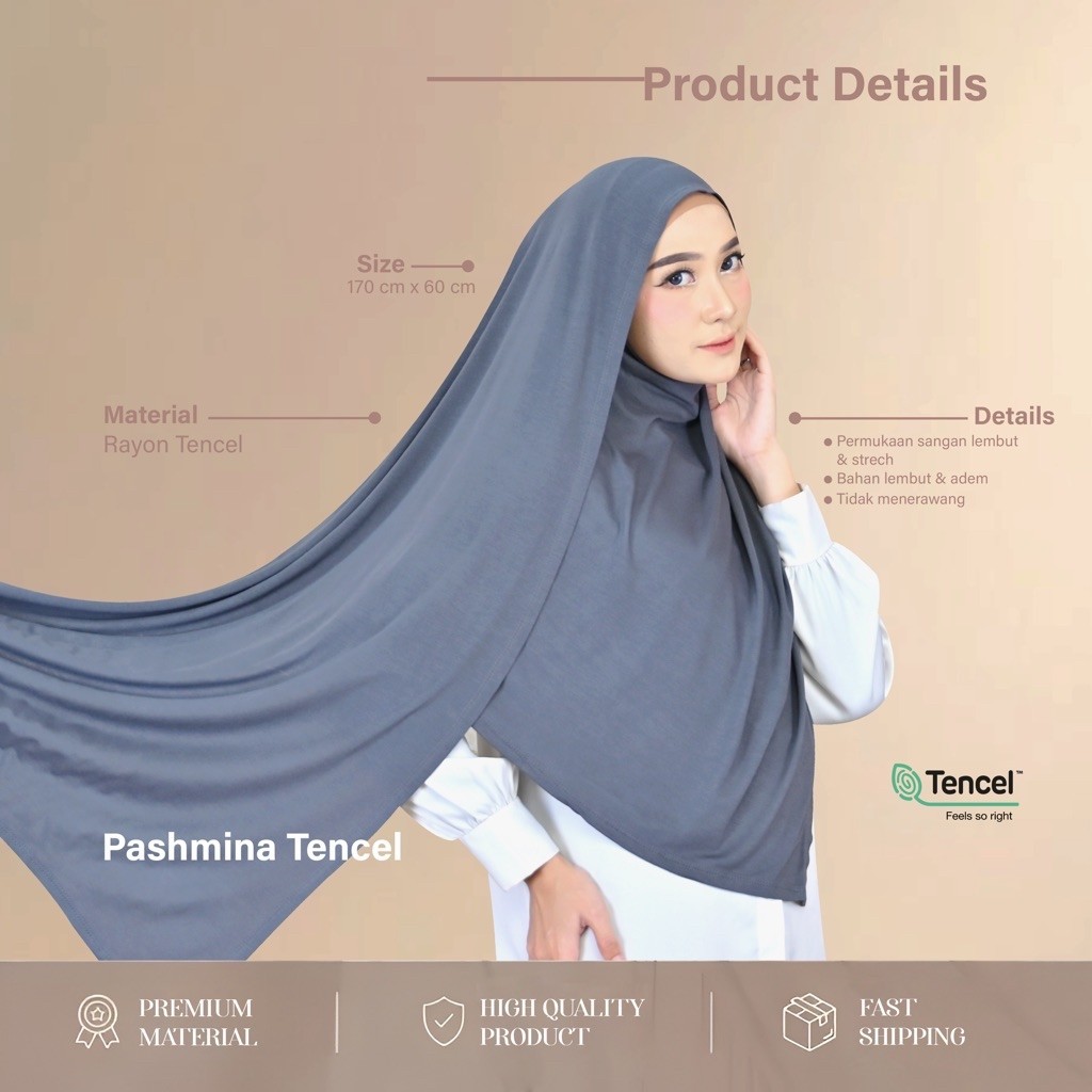 Resyahijab Pashmina Rayon Tencel Premium (Free Pouch) | Pashmina foto 3