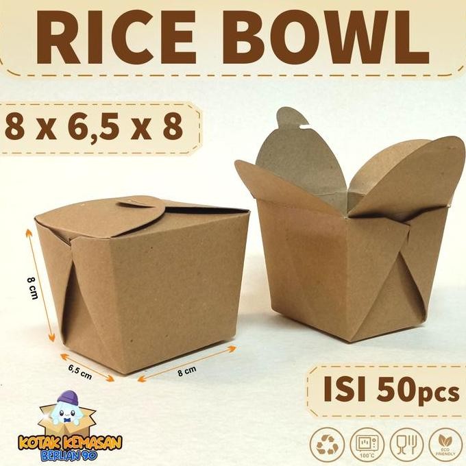 Jual (Isi 50pcs) Food Pail Size S / Rice Bowl Box Kraft/ Lunch Box Take ...
