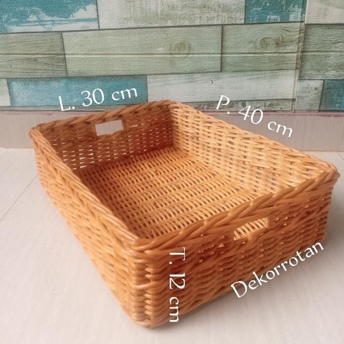 Jual keranjang rotan persegi panjang nampan besar penyimpanan barang ...