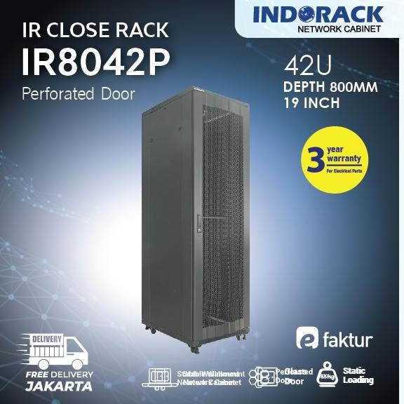 Jual INDORACK - IR8042P - Close Rack 42U Depth 800mm Perforated Door ...