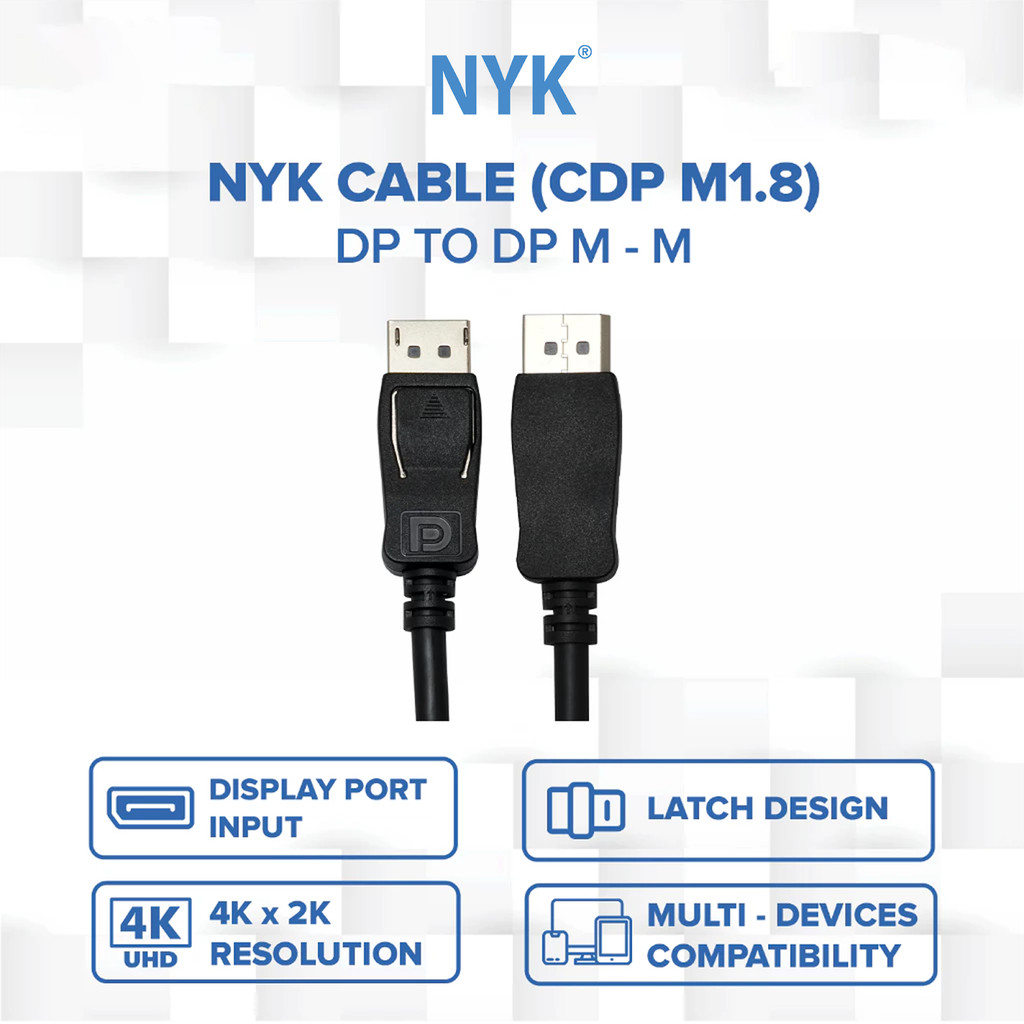 NYK Kabel DP to DP 1.8 Meter Display Port High Speed 4K 1080P 120Hz COD (7)