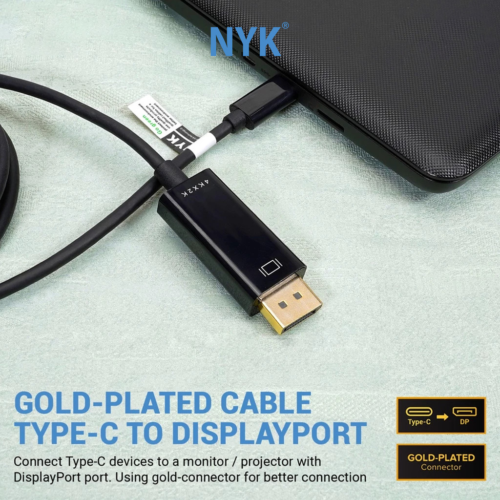 NYK Kabel Type C to Display Port Cable Gold Plate 4K COD (6)