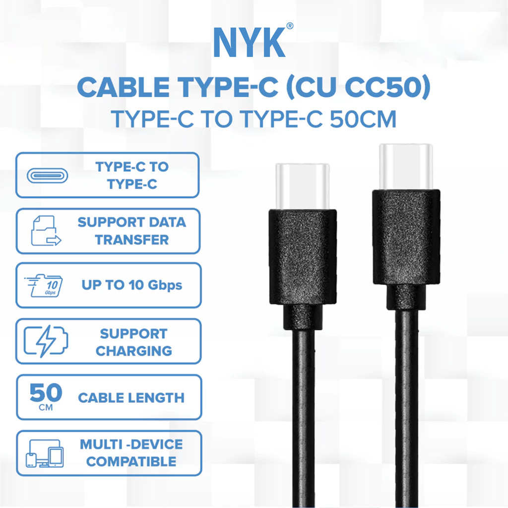NYK Kabel Type C to Type C Multi Device Support Charging 50 Cm COD (8)