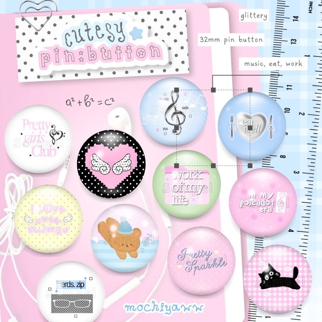 Jual [32MM] PIN BUTTON CUTESY MAGICAL WINGS NOTE | Shopee Indonesia