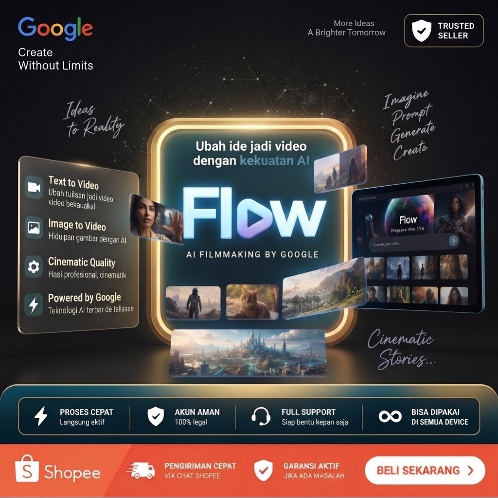 Jual GOOGLE FLOW PEMBUAT VIDEO + GEMINI AI | Shopee Indonesia
