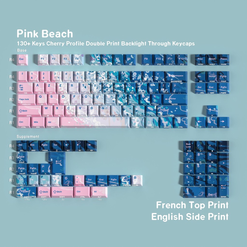 Jual JCM Pink Beach Double Engraving Pbt Full Set Keycaps Korean ...