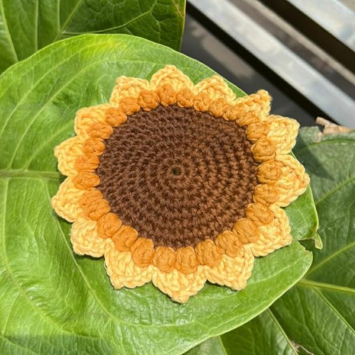 Jual Sunflower Coaster Crochet Tatakan Rajut Gelas Dan Piring Bunga ...
