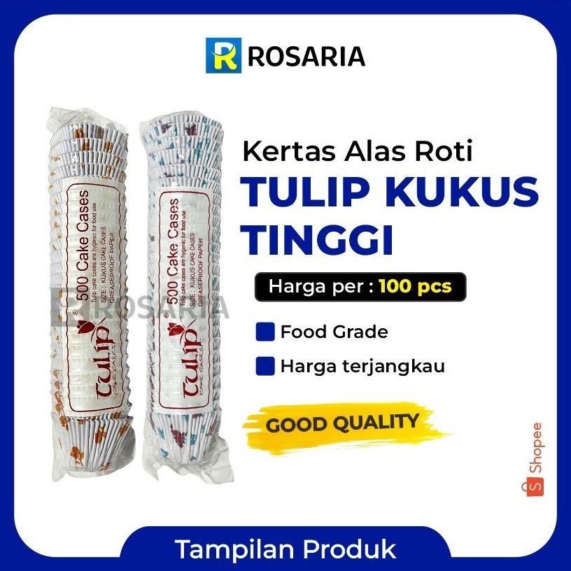 Jual [ Ecer 100 Pcs ] Cake Cases Kukus Tinggi Motif Merk Tulip Kertas ...