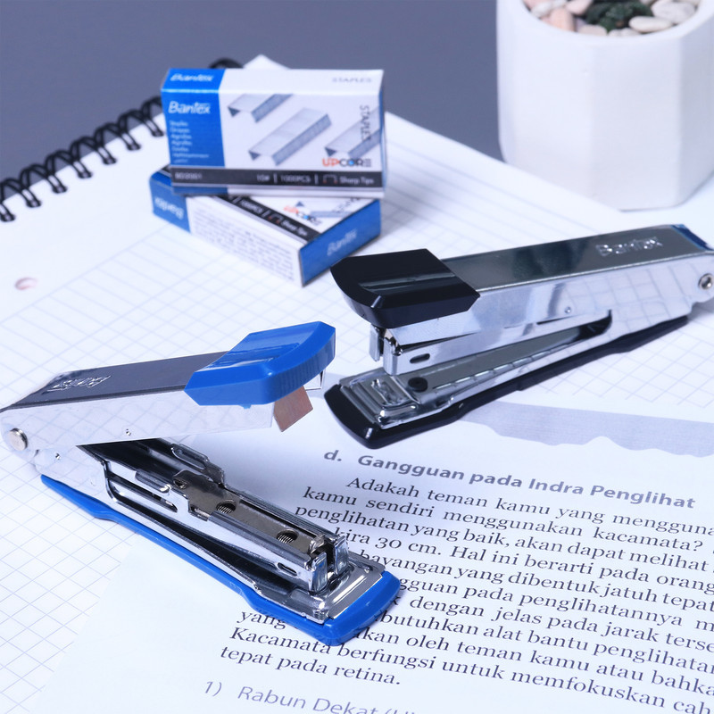 Bantex Stapler Chrome Bahan Kokoh Tahan Lama Free 1000 Staples BD651X (4)