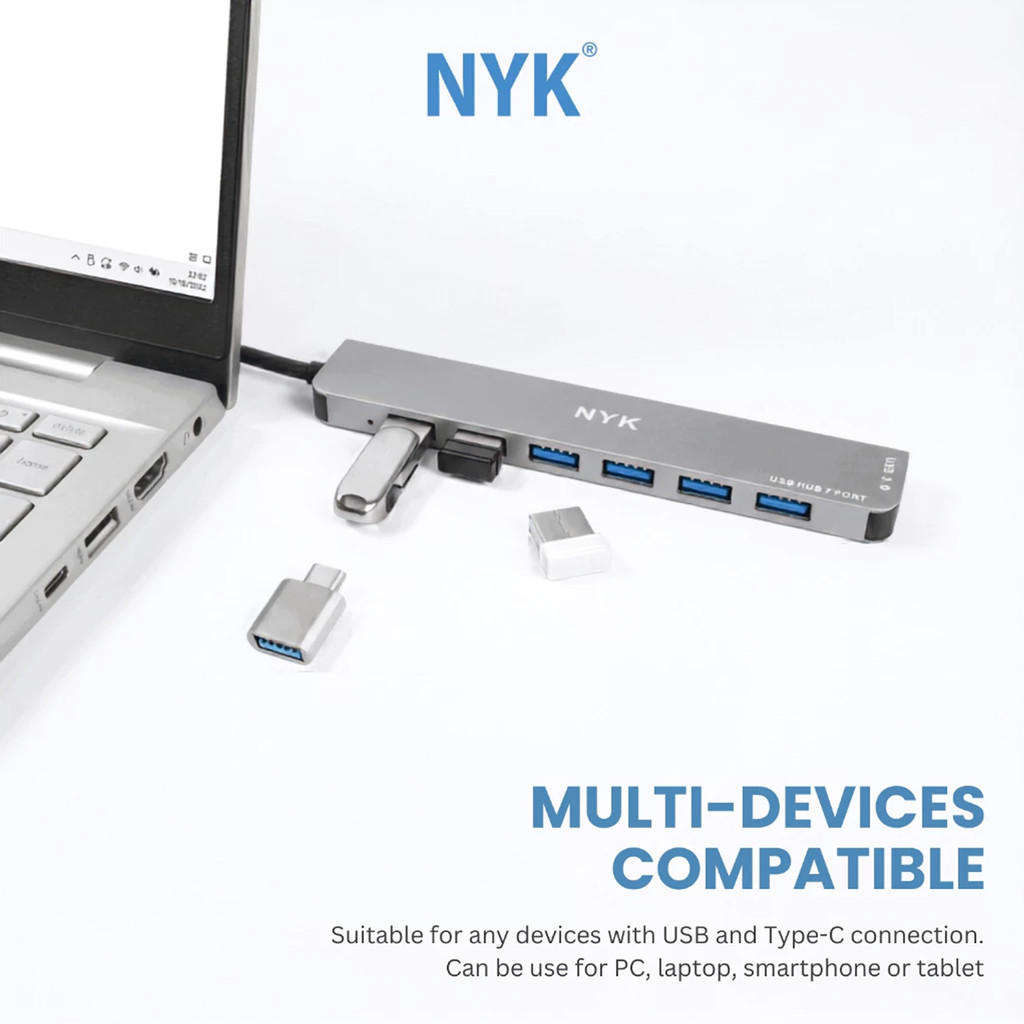 NYK USB HUB 7 Port Cable 1M OTG Type C 3.0 V10 COD HUB bergaransi Docking Station Data transfer Mobile phone macbook android iphone ipad tab MHL (3)