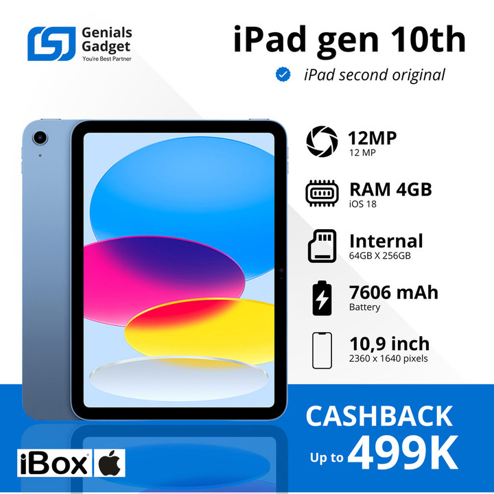 GG APPLEE iPad 10 10.2 Gen 10th 2021 Wifi | Wifi-Cell 64gb 256 Original Second l