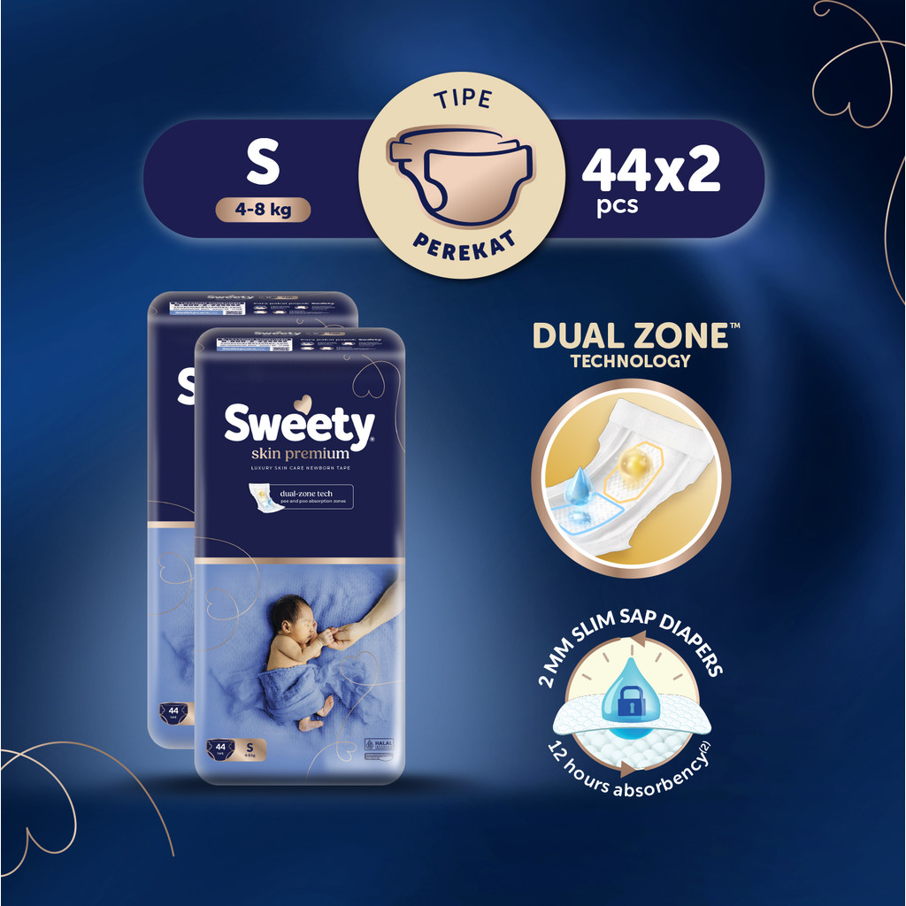 Jual Sweety Skin Premium Tape S 2x44s | Popok Bayi Dual Zone Technology ...