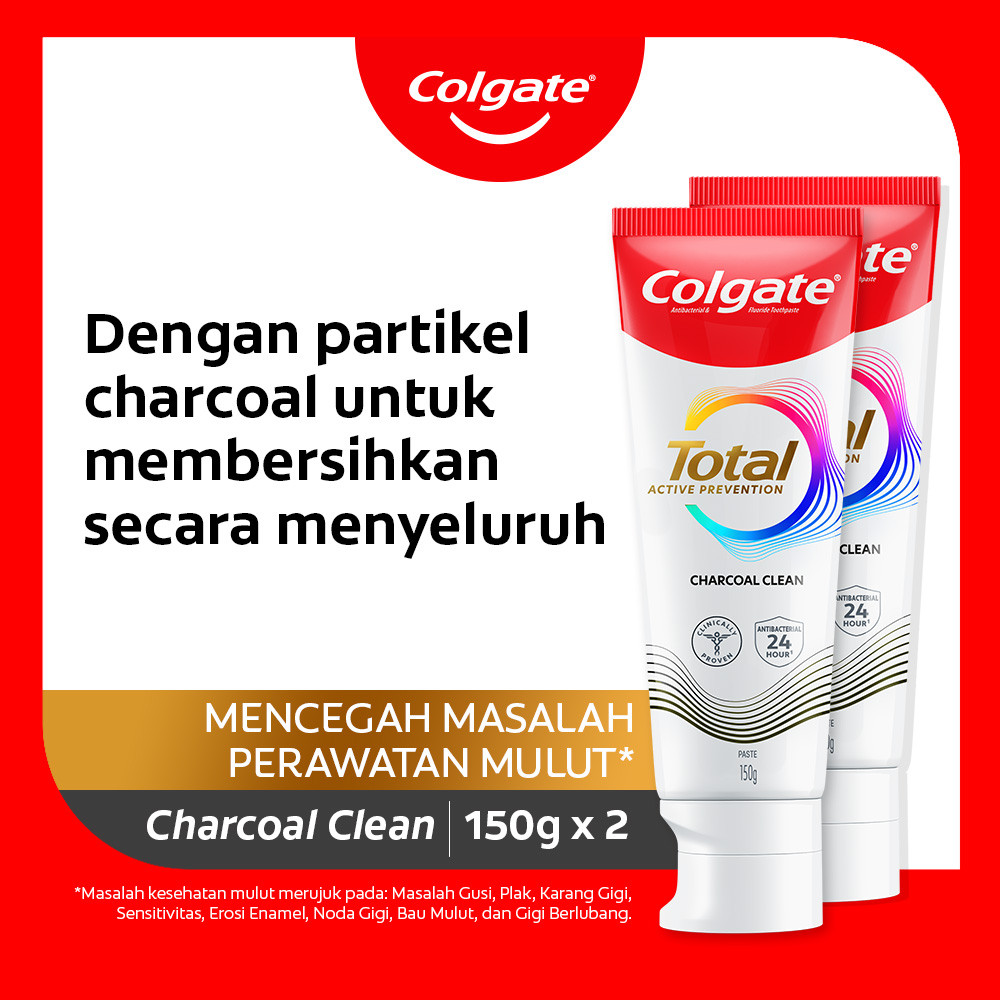 Colgate Total Charcoal Clean Toothpaste 150g - Pasta Gigi (2pcs)