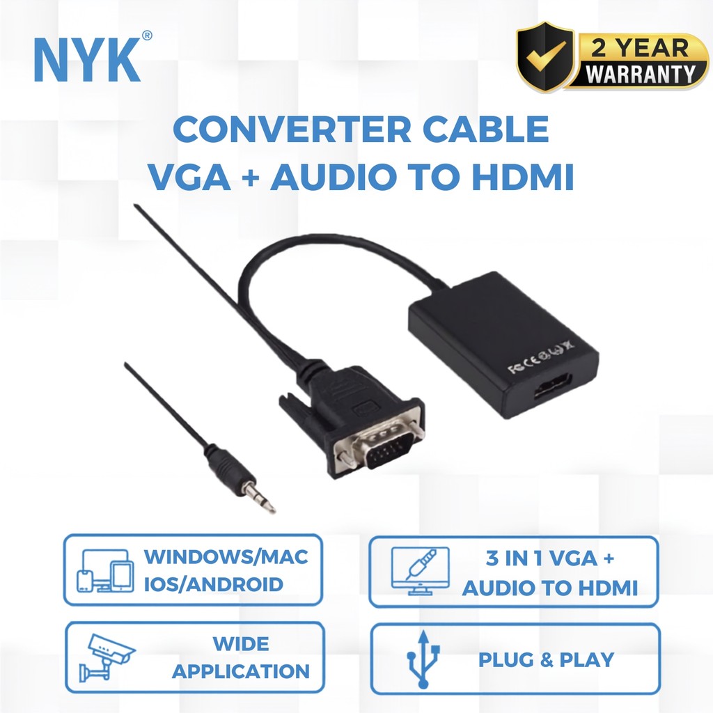 NYK Converter Kabel VGA + Audio To HDMI COD