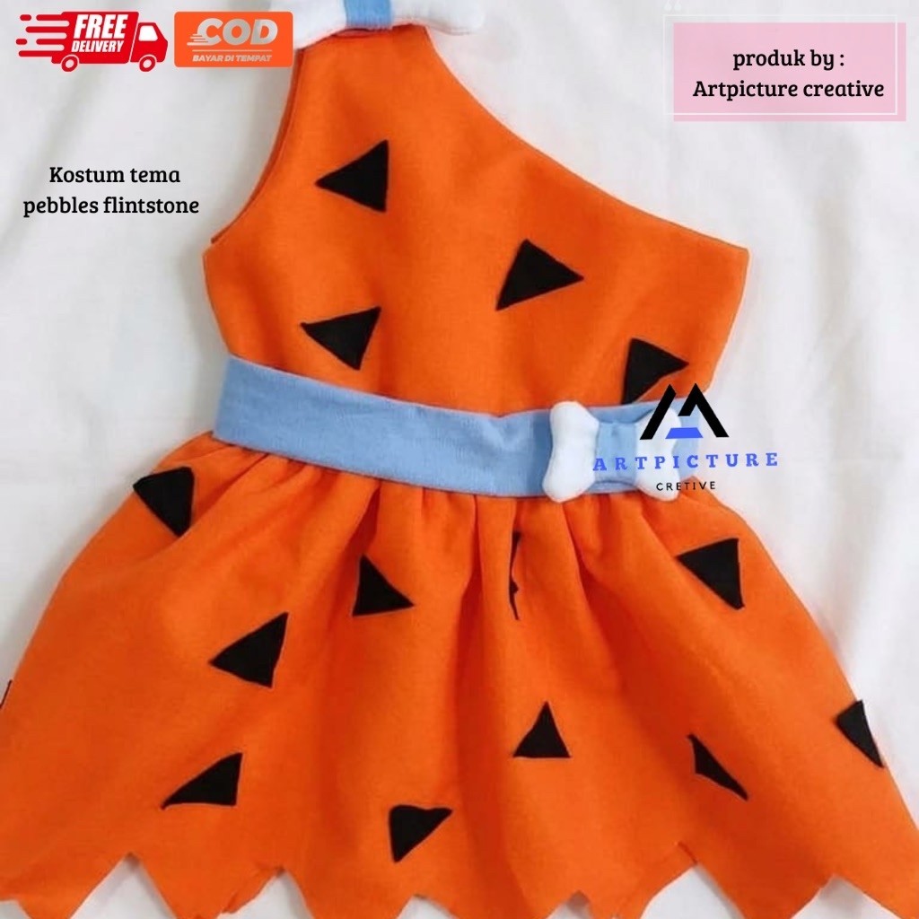 Jual Ready siap kirim Kostum Tema flintstones/kostum pebbles flintstone ...