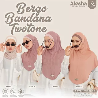 Alesha - Jilbab Bergo Kalea Two Tone Tali Bandana Rayon Viscose Size S/M/L/XL