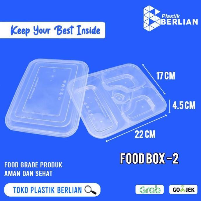 Jual Thinwall Sekat 4 Box Food Container Tray Kotak Makan Bento - 25 ...
