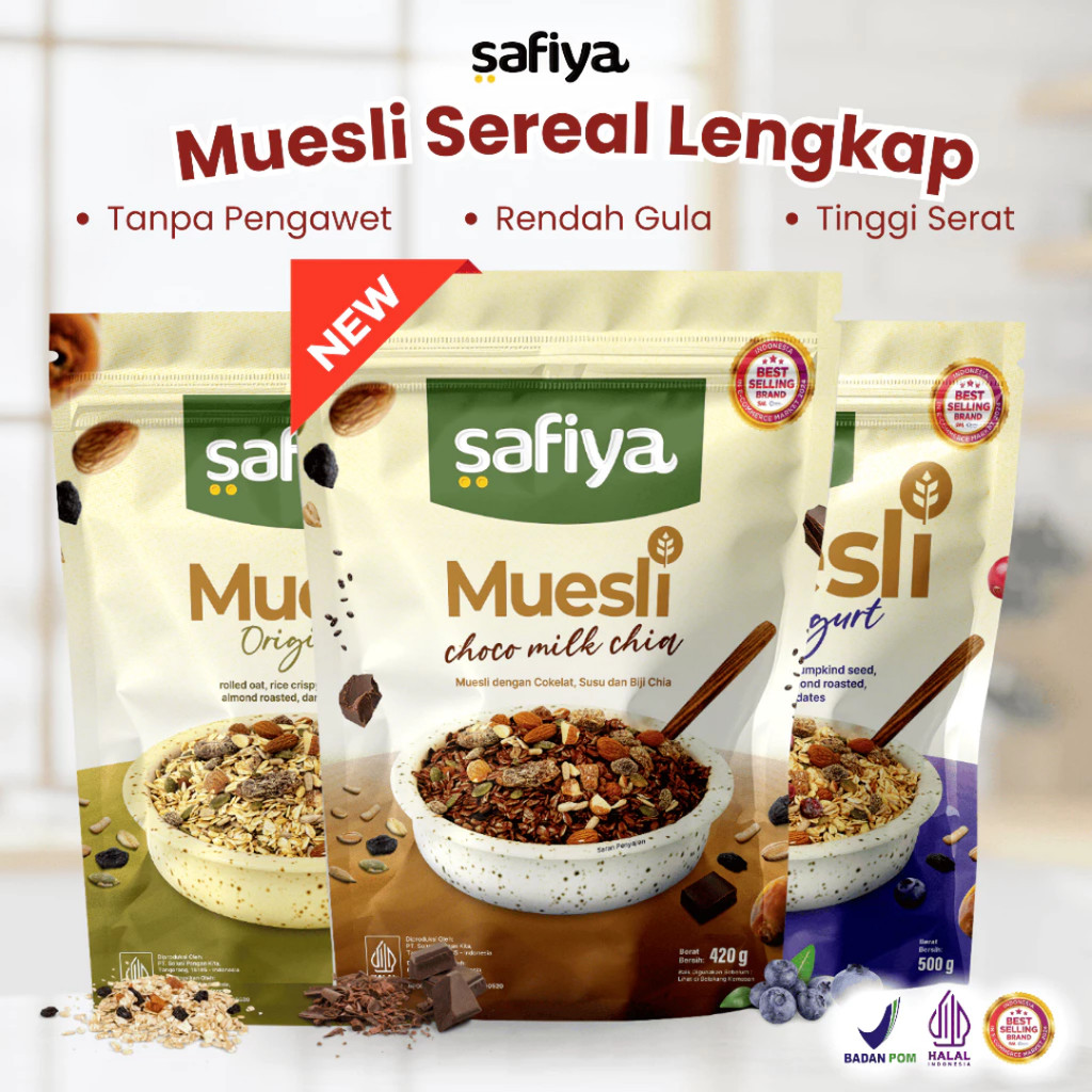 Jual All Variant Muesli Safiya Oatmeal Dried Fruit Sereal Lengkap ...