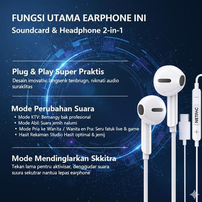 Jual Top SellerNETPAC H1 Wired Sound Card Headset 2in1 Bluetooth Live ...