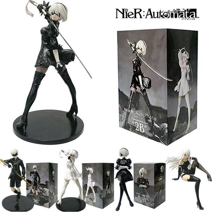 Figurine Yorha 2B 28 Cm – PVC – Robe/jumpsuit Noir Et Blanc – Collection Manga – Cadeau Fan