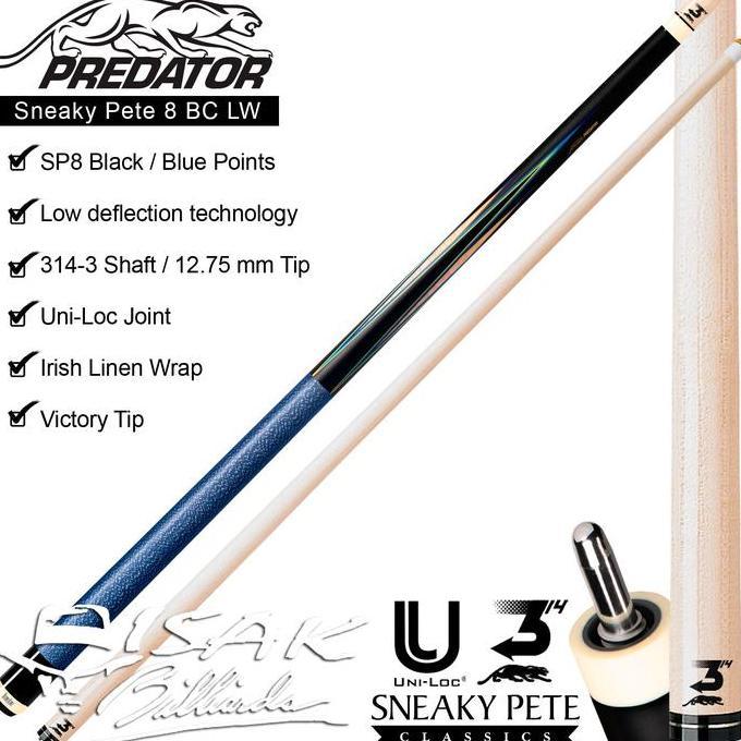 Jual Predator SP8 Black LW Pool Cue | Uniloc Sneaky Pete Stick Billiard ...