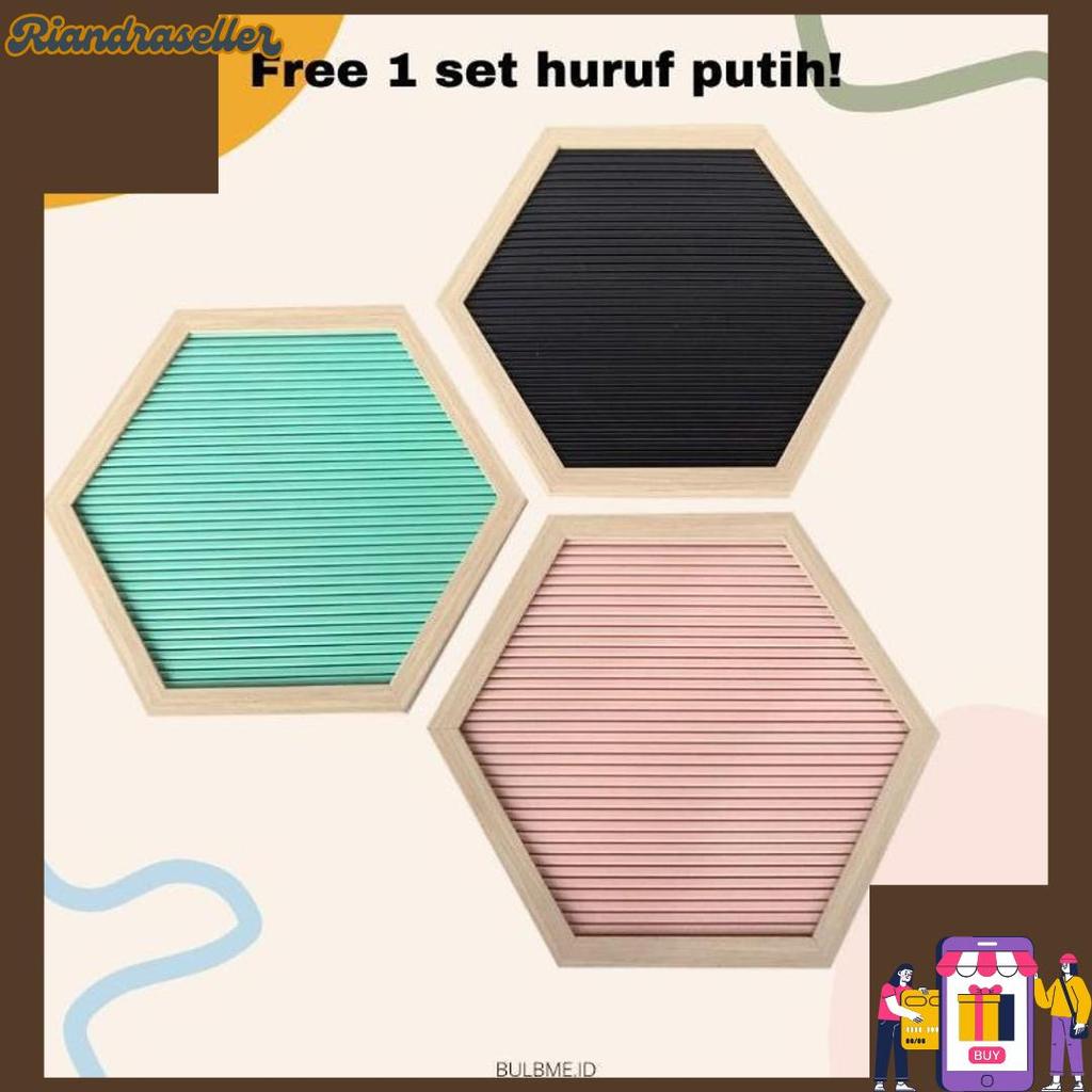 Jual Letter board hexagon felt message board papan huruf papan nama ...