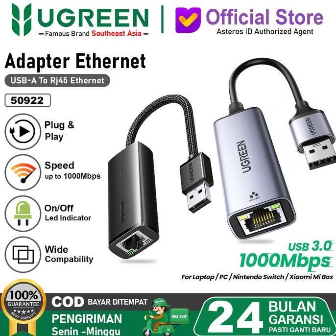 Jual UGREEN Adapter Ethernet USB to RJ45 Dan Type C to RJ4 Gigabit ...