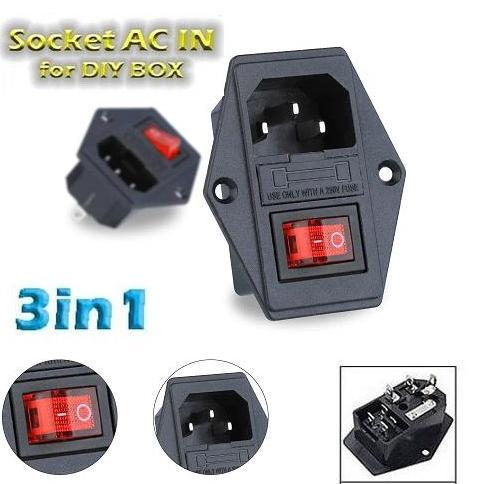 Jual SOCKET AC 3IN1 + SAKLAR 4 PIN + FUSE HOLDER POWER OUTLET SOCKET AC ...