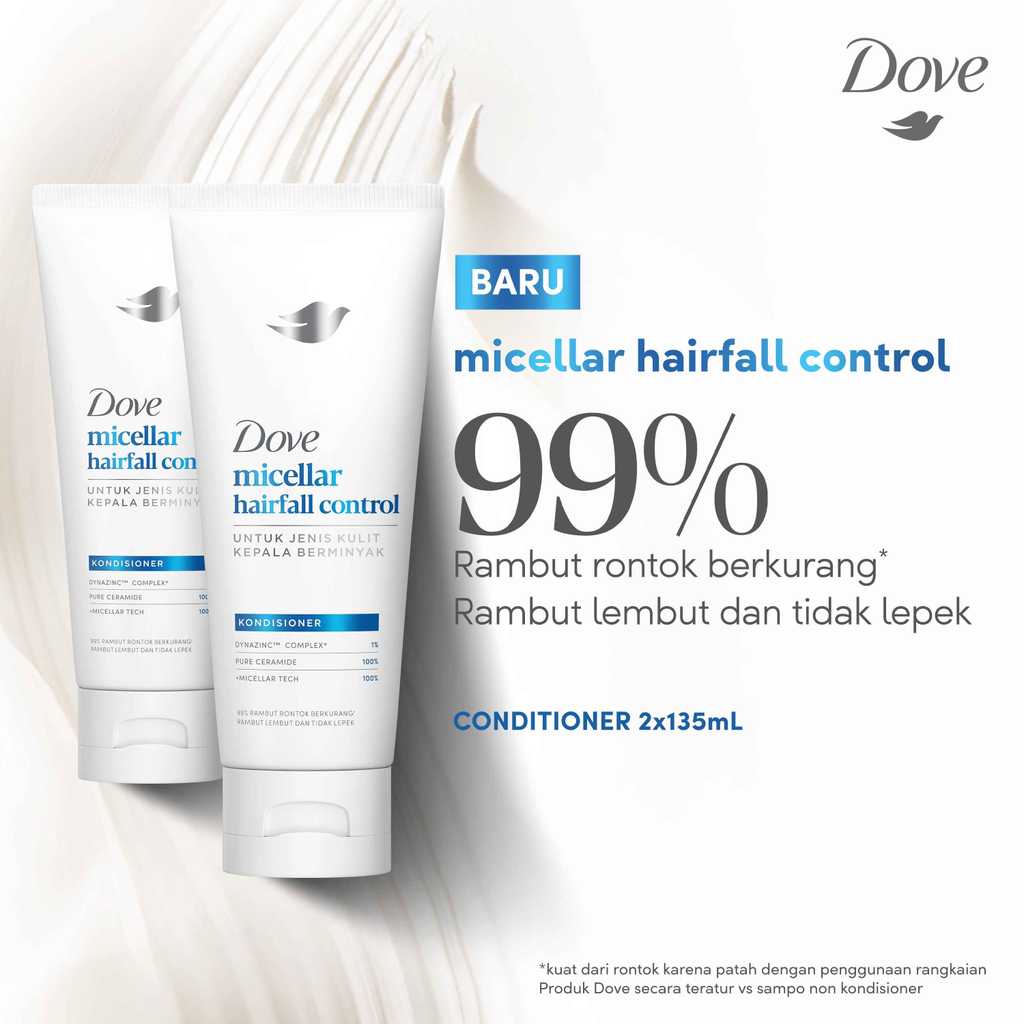 Jual Dove Conditioner Micellar Hairfall Control 135mL x2 | Kondisioner ...