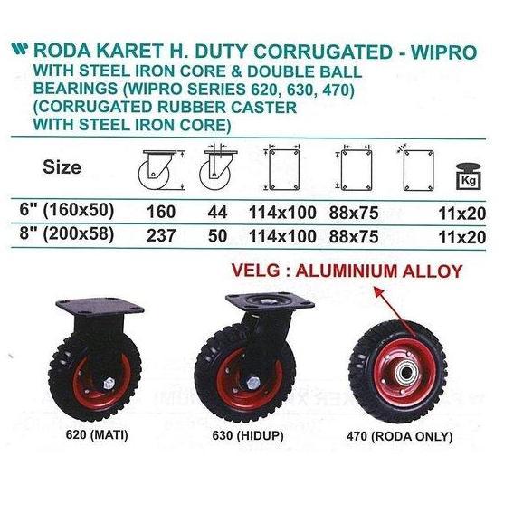 Jual MYORINKA Roda Karet Caster Heavy Duty Corrugated Swivel Size 6 ...