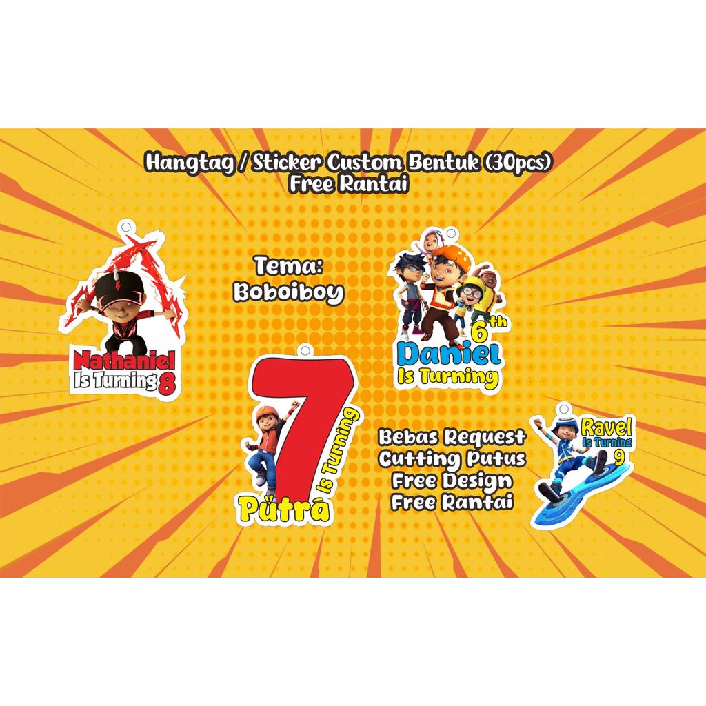 Jual (30 Pcs) Hangtag/Sticker Cutting Bentuk Tema Boboiboy | Shopee ...