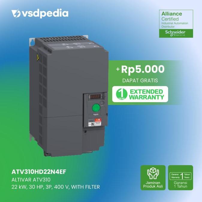 Jual SCHNEIDER ALTIVAR ATV310 INVERTER VSD VFD 22kW 30HP 380-460VAC 3PH ...