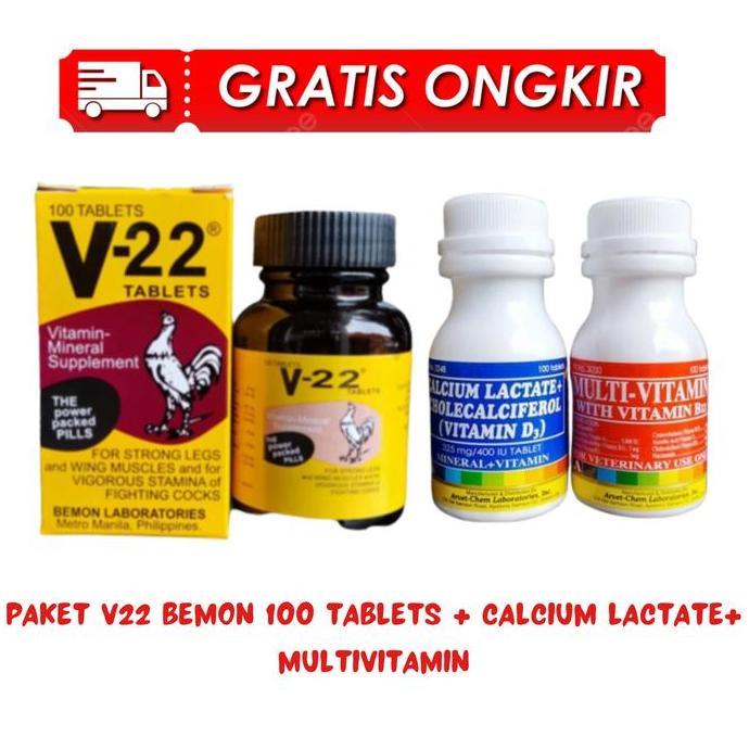 Jual PAKET V22 BEMON + MULTIVITAMIN OREN + CALSIUM BIRU - vitamin ...