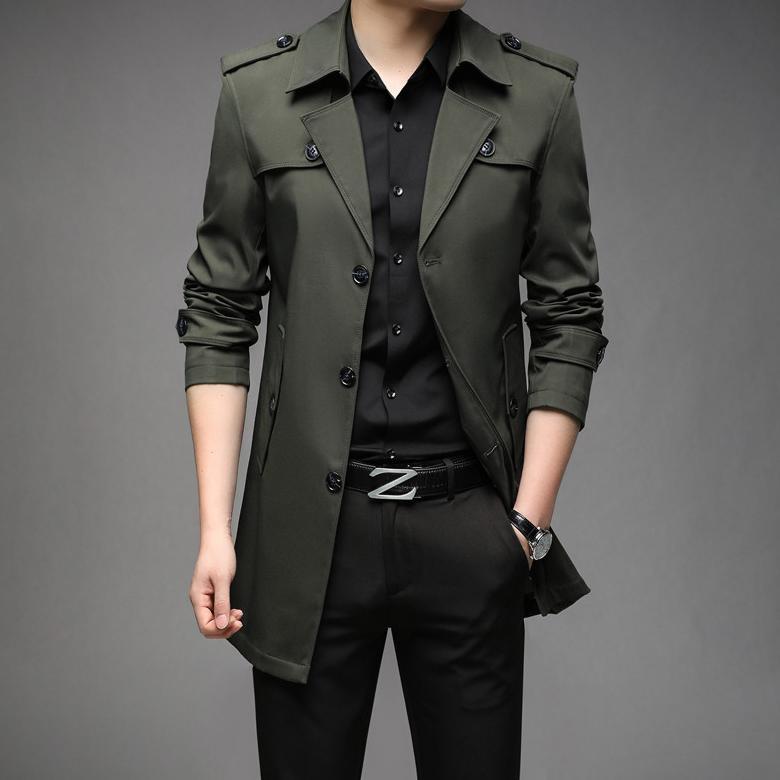 Jual official new spring men trench fashion style long trench coats ...