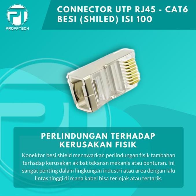 Jual Konektor Utp Rj 45 Isi 100 Cat 6E /Jack Conector Rj45 Besi (Shield ...