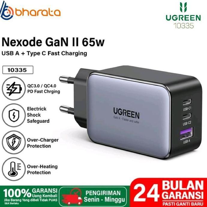 Jual NEW UGREEN 10335 Wall Charger Adaptor GaN 65w USB Type C Fast ...