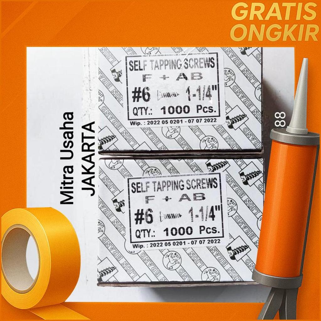 Jual Tapping Fab 6X1-1/4 Pth (1Dus @1.000 Pc) / Fh / Flat Head Screws ...