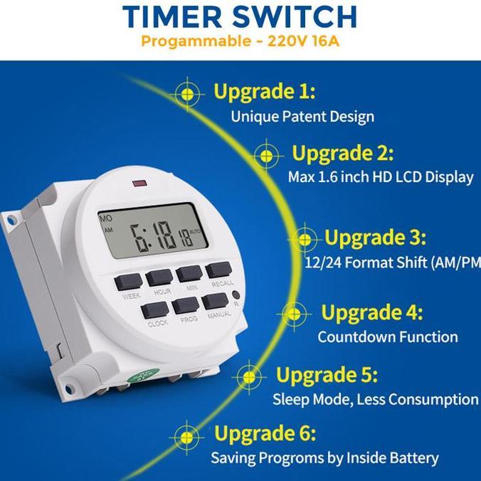 Jual SHISHIO Programmable Digital Timer Switch Relay 16 Program 220V ...