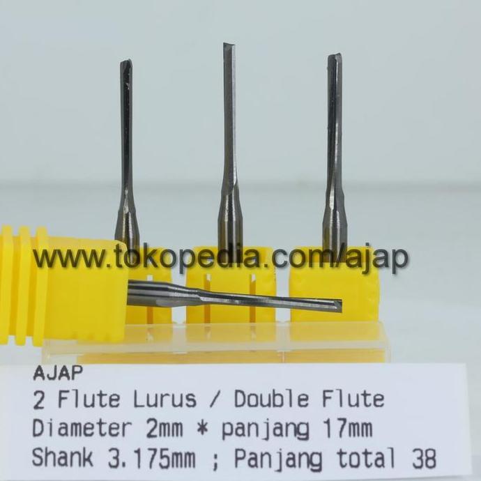 Jual ] end mill 2 mm 2F lurus straigth flute 2mm router bit mata profil ...