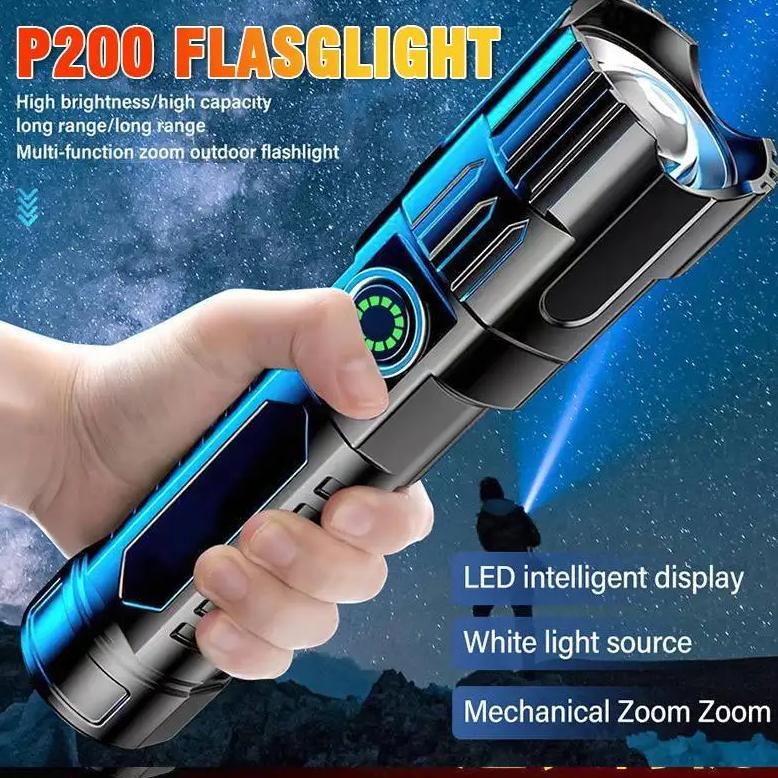 Jual High Power P200 Led Flashlight Rechargeable Telescopic Zoom ...