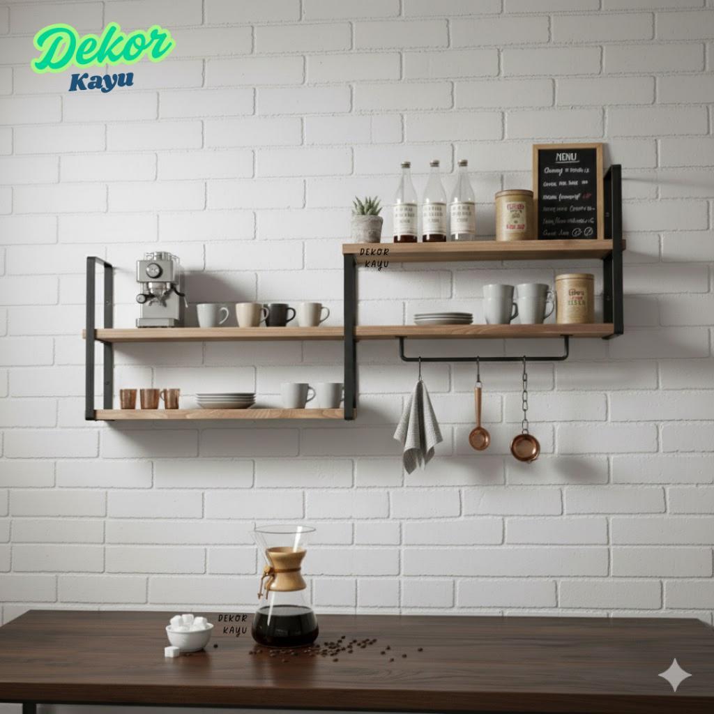 Jual Kichen Set Minimalis Triple Rak Dinding Besi Dan Kayu 10 Cm | Rak ...