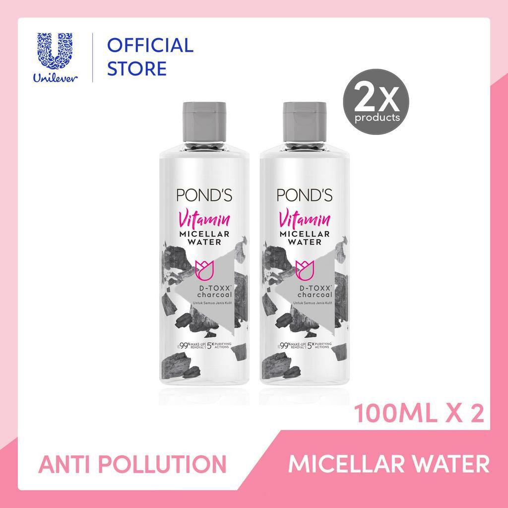Jual Ponds Micellar Water DToxx Charcoal 99% Makeup Remover dgn