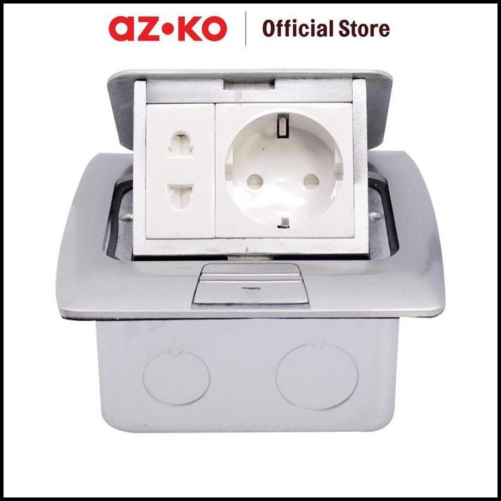 Jual AZKO Krisbow Stop Kontak Lantai Dengan Schuko Dan Euro Floor ...