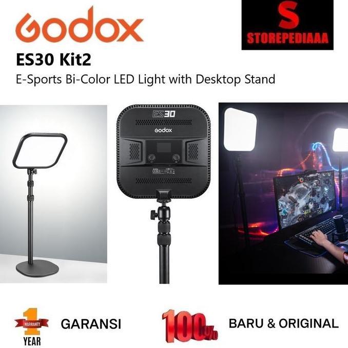 Jual TERBARU - Godox ES30 Kit2 E-Sports Bi-Color LED Light with Desktop ...