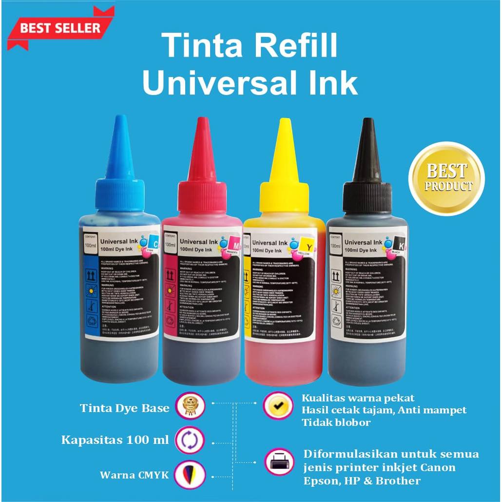 Jual Tinta Refill Isi Ulang 100ml Universal printer Canon HP Epson ...