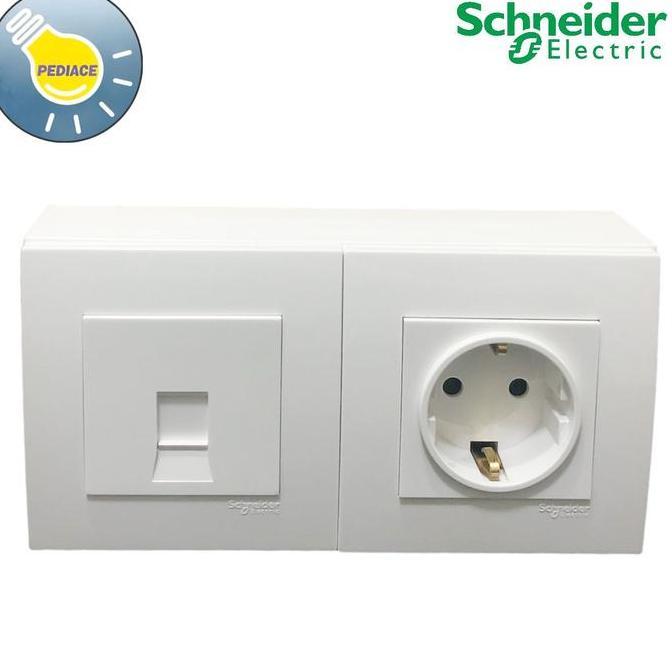 Jual Socket LAN 1 Gang RJ45 CAT 6 + Stop Kontak Outbow Vivace Schneider ...