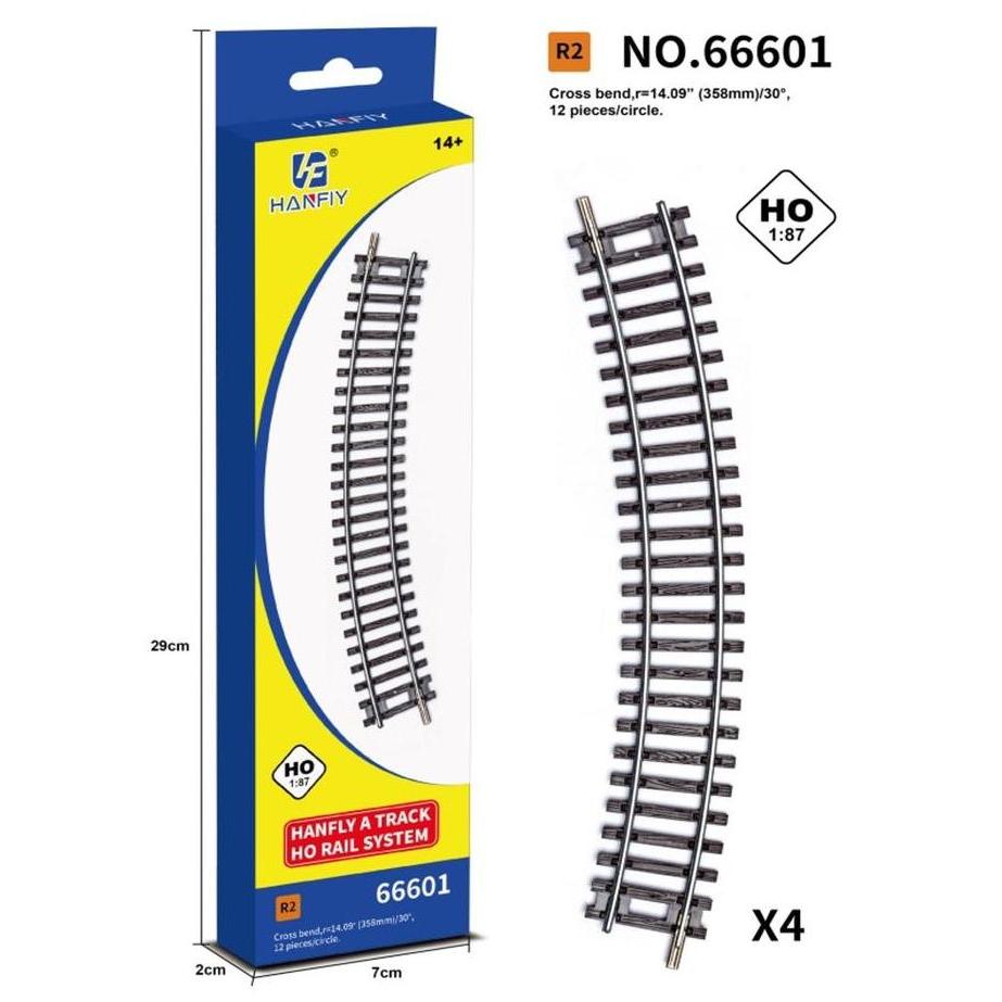 Jual Hanfly 4 Pieces Of R2 Curved Track (English version) HO Scale 1:87 ...
