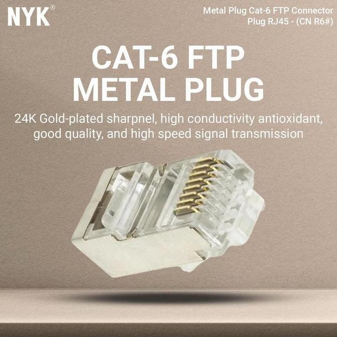 Jual Konektor RJ45 NYK Cat 6 FTP Modular Plug Connector Ethernet Metal ...