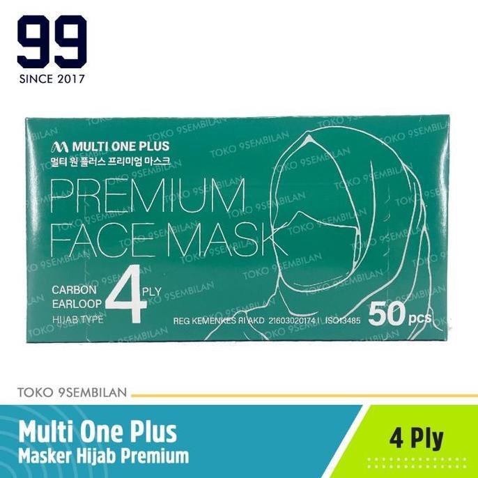 Jual Multi One Plus Masker Hijab Premium Carbon 4 Ply 50Pcs Headloop ...